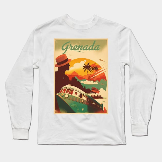 Grenada Vintage Travel Art Poster Long Sleeve T-Shirt by OldTravelArt